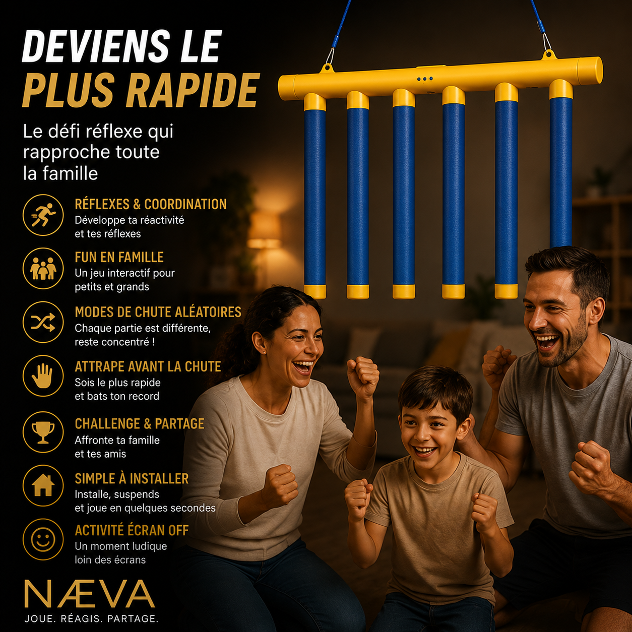 Sticks de Réflexes NÆVA™ | Jeu Famille Dès 6 Ans