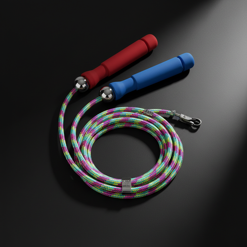 Corde à sauter NÆVA™ ajustable anti-emmêlement — cardio famille dès 4 ans, poignées ergonomiques colorées