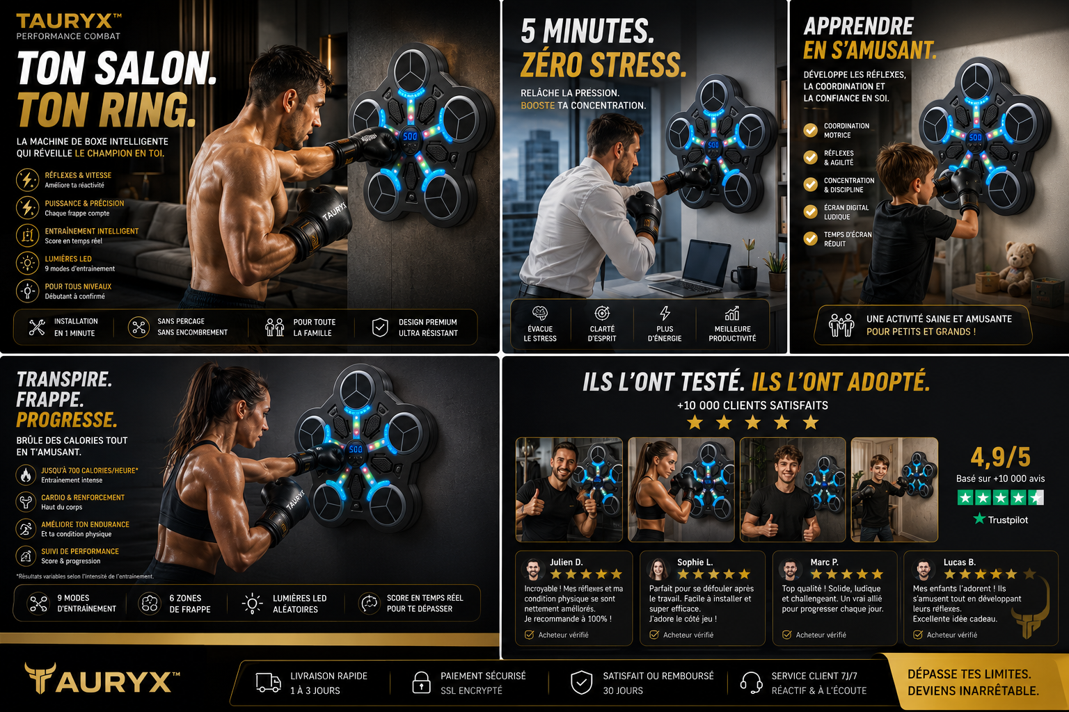 TAURYX ReflexTarget Pro™ — Entraîneur Réflexes Boxing