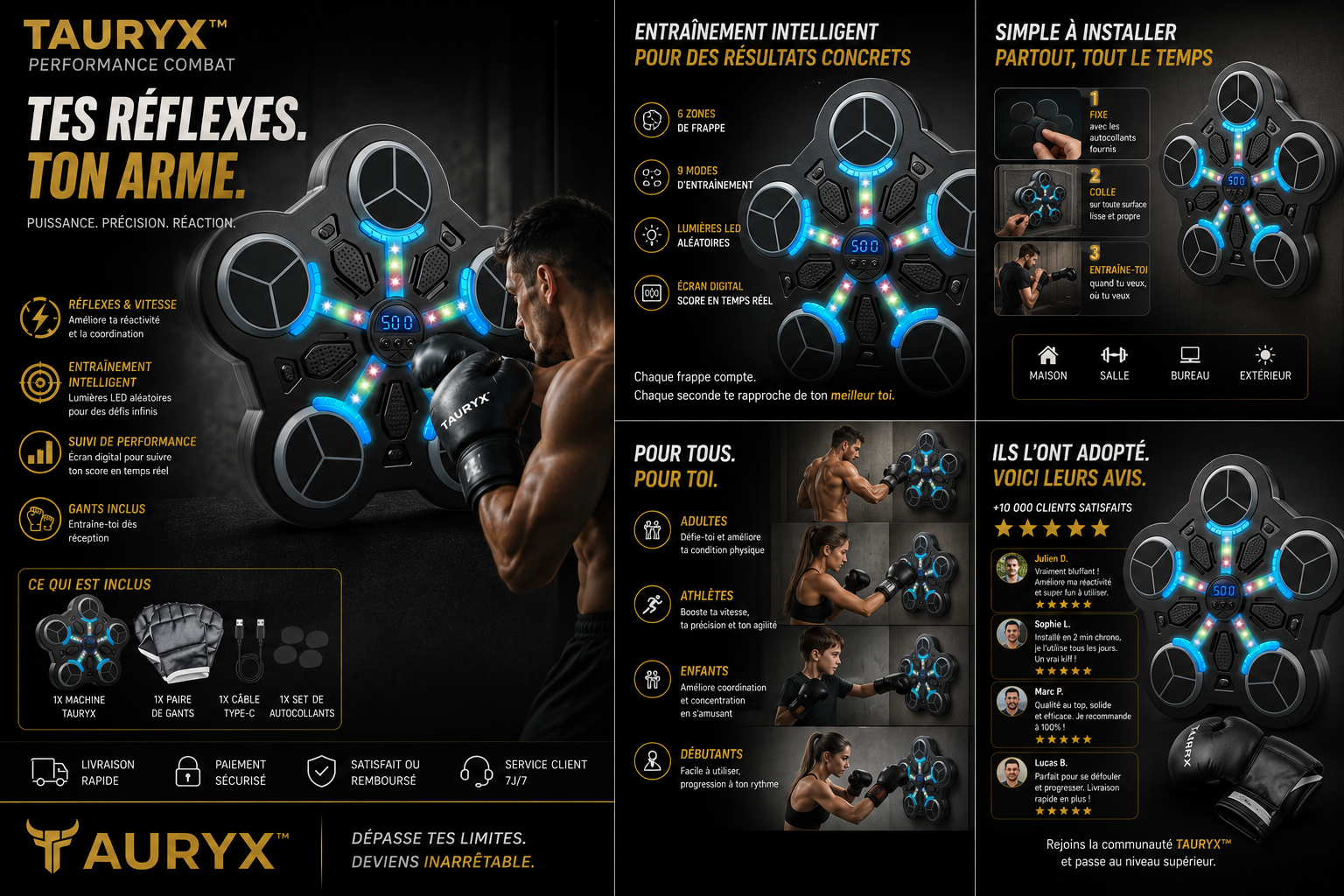 TAURYX ReflexTarget Pro™ — Entraîneur Réflexes Boxing