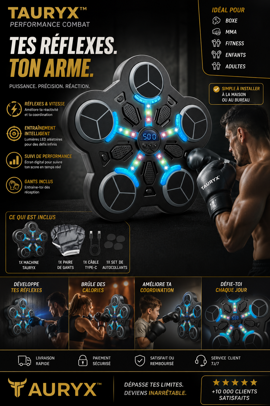 TAURYX ReflexTarget Pro™ — Entraîneur Réflexes Boxing
