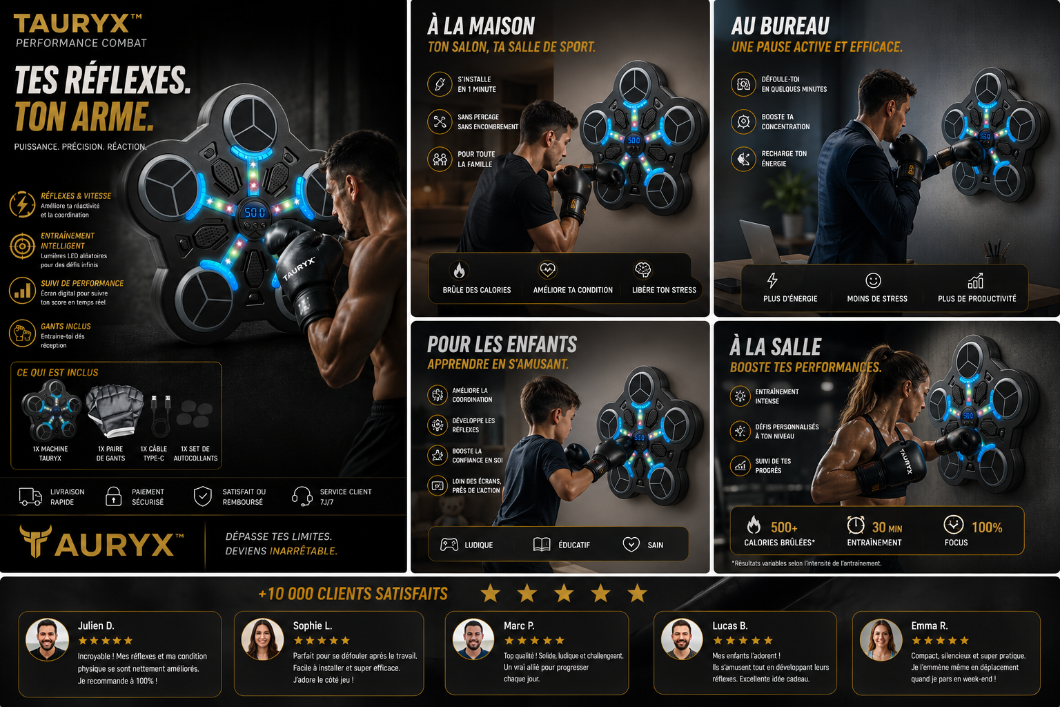 TAURYX ReflexTarget Pro™ — Entraîneur Réflexes Boxing